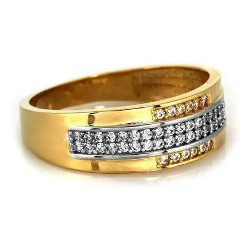 Złoty pierścionek 585 ażurowy z rzędem cyrkonii r 19 3