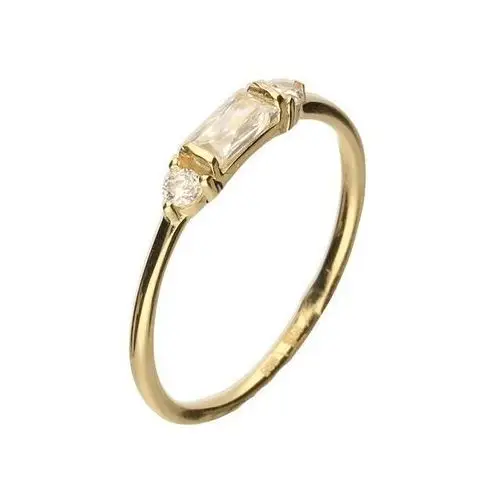 Złoty pierścionek 585 biała cyrkonia 1,56 g, kolor żółty