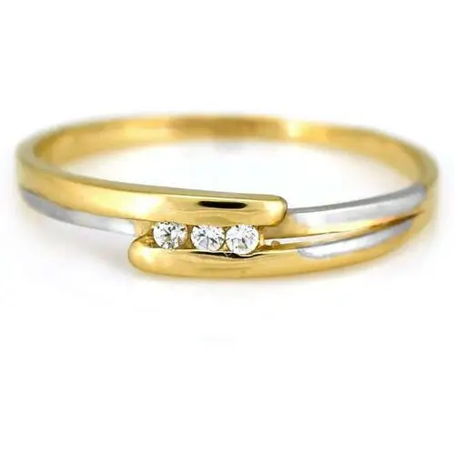Złoty pierścionek 585 białe złoto z cyrkoniami