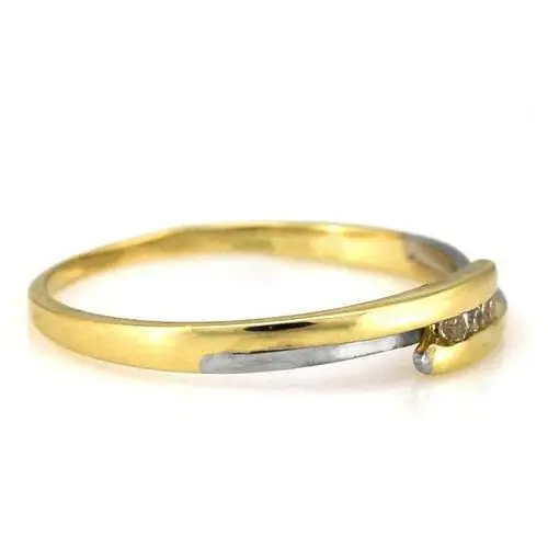 Złoty pierścionek 585 białe złoto z cyrkoniami 2