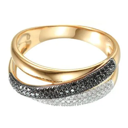 Złoty pierścionek 585 czarne diamenty, kolor żółty
