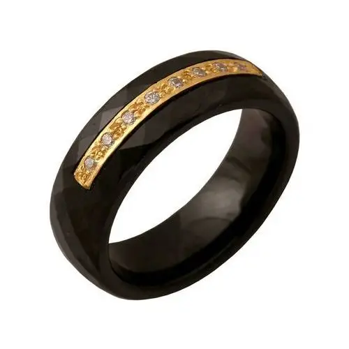 Lovrin Złoty pierścionek 585 czarny z rzędem cyrkonii r 11