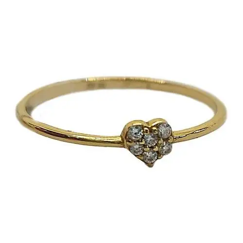 Lovrin Złoty pierścionek 585 delikatne serce z cyrkonią 0,5 g