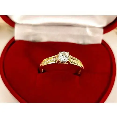 Złoty pierścionek 585 delikatny elegancki zdobiony białą cyrkonią Lovrin 4