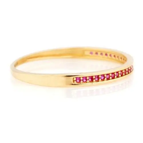 Złoty pierścionek 585 delikatny z rubinowymi kamieniami Lovrin 2