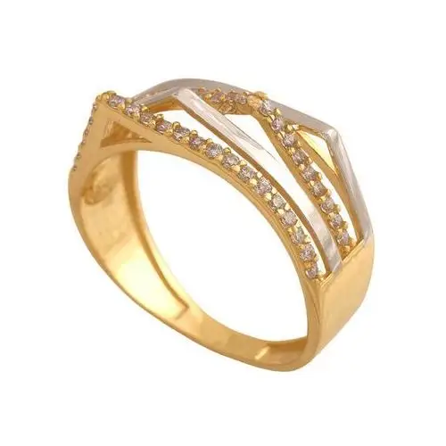 Złoty pierścionek 585 dwa kolory złota 2,30 g Lovrin