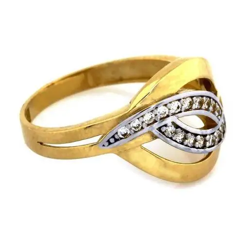 Lovrin Złoty pierścionek 585 dwa odcienie złota cyrkonie 2,50 g 3