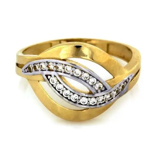 Lovrin Złoty pierścionek 585 dwa odcienie złota cyrkonie 2,50 g
