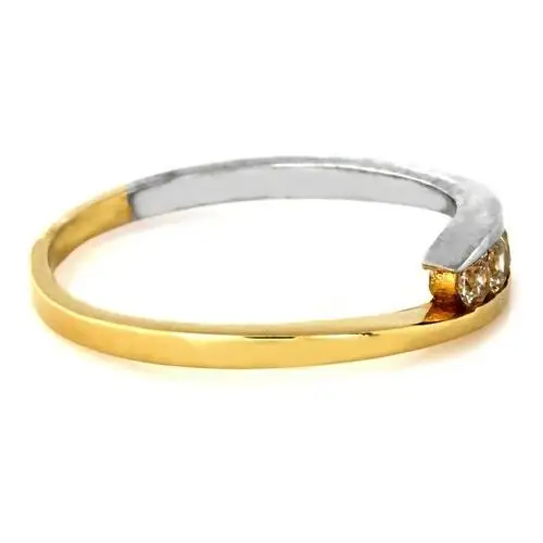 Złoty pierścionek 585 dwukolorowy z trzema cyrkoniami 3