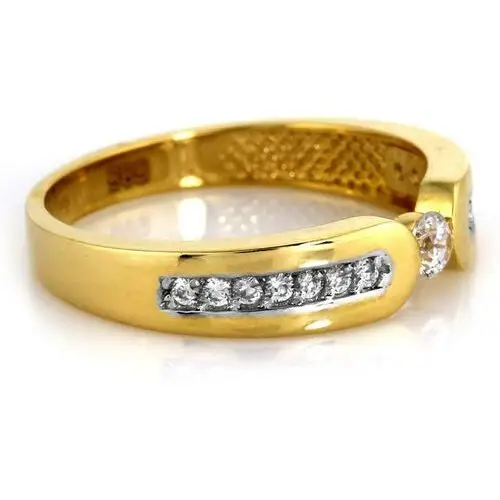 Złoty pierścionek 585 elegancka obrączka z cyrkoniami, PI_3932_585 3