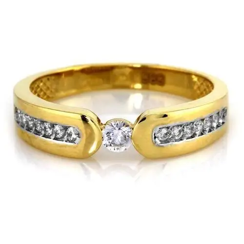 Złoty pierścionek 585 elegancka obrączka z cyrkoniami, PI_3932_585 2