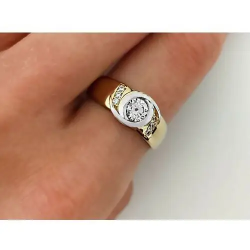 Złoty pierścionek 585 elegancki z białą cyrkonią Lovrin 4
