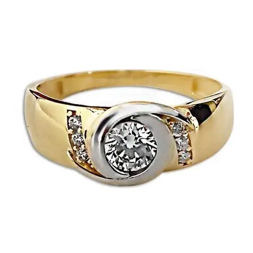 Złoty pierścionek 585 elegancki z białą cyrkonią Lovrin