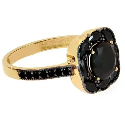 Złoty pierścionek 585 elegancki z czarnym kwiatem r 17 Lovrin 2