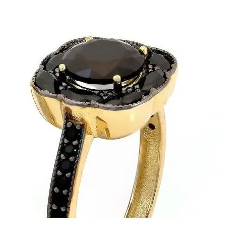 Złoty pierścionek 585 elegancki z czarnym kwiatem r 17 Lovrin 3