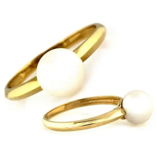 Złoty pierścionek 585 elegancki z perłą 2,02g Lovrin