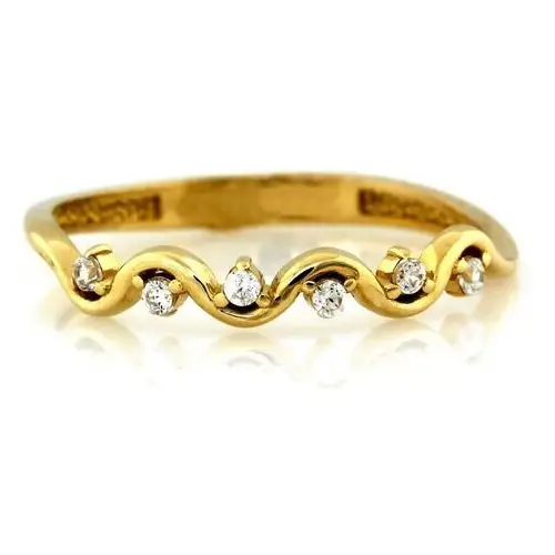 Złoty pierścionek 585 falka białe cyrkonie 1.53g, PI5577 s(16r)