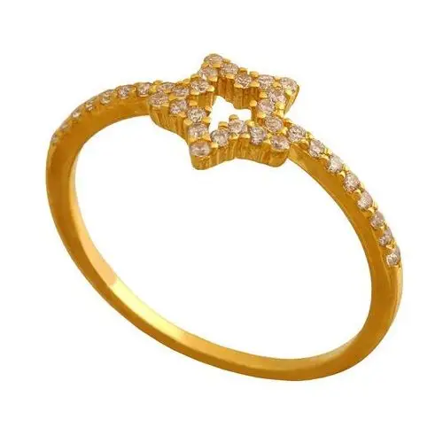 Lovrin Złoty pierścionek 585 gwiazdka białe cyrkonie 1,40g