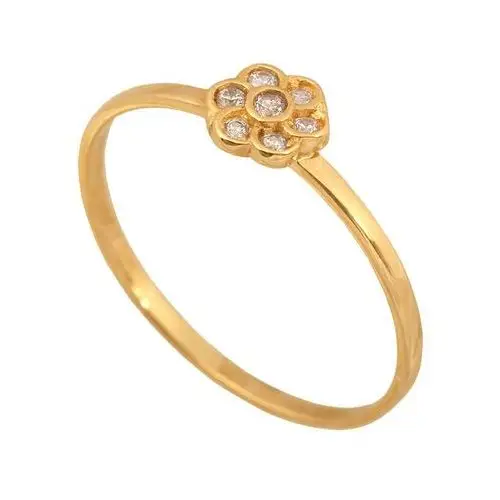 Złoty pierścionek 585 kwiat z cyrkoniami 0,80 g