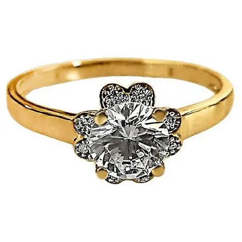 Lovrin Złoty pierścionek 585 kwiat z cyrkonii 1,93g