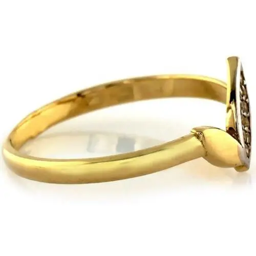 Złoty pierścionek 585 listki z białymi cyrkoniami, PI5603 s(15r) 2