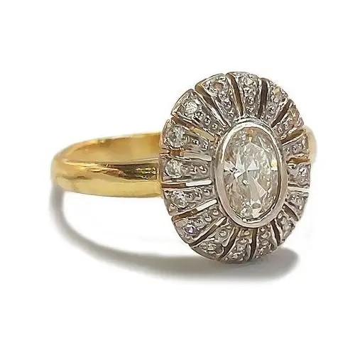Złoty pierścionek 585 markiza z białymi cyrkoniami 3,16 g, jasło.71977 s