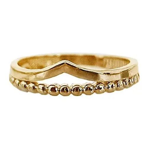 Złoty pierścionek 585 modny obrączkowy z kuleczkowym żłobieniem Lovrin