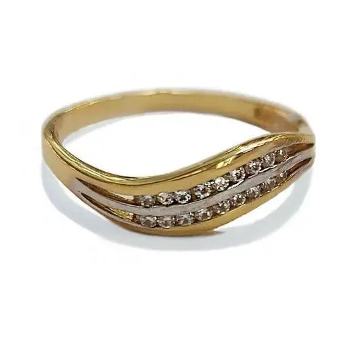 Złoty pierścionek 585 motyw fali z cyrkoniami 1,9 g