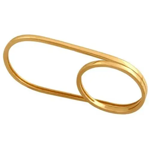 Złoty pierścionek 585 nowoczesny na dwa palce 3,30 g, kolor żółty