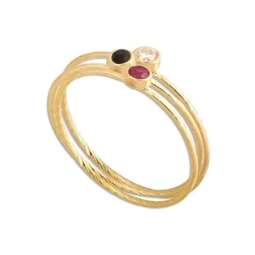 Lovrin Złoty pierścionek 585 obrączka czarna cyrkonia r 10 3