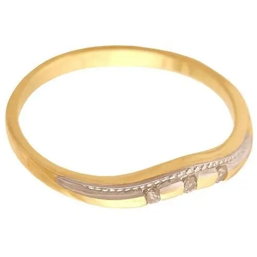 Złoty pierścionek 585 obrączka z trzema cyrkoniami Lovrin
