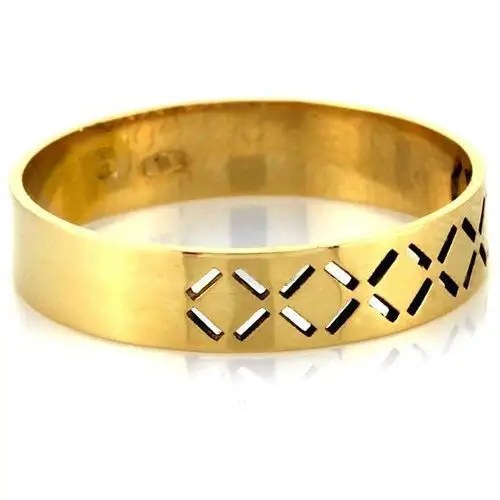Lovrin Złoty pierścionek 585 obrączka z wycinanym wzorem 3