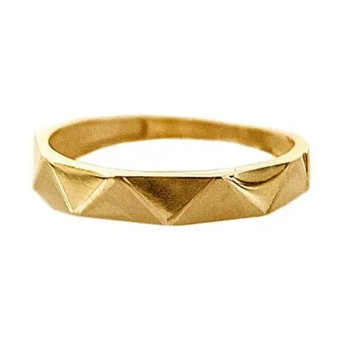 Złoty pierścionek 585 obrączkowy ciosane zdobienie na prezent