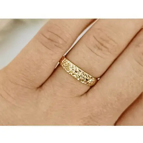 Złoty pierścionek 585 obrączkowy diamentowane elegancki na prezent Lovrin 4