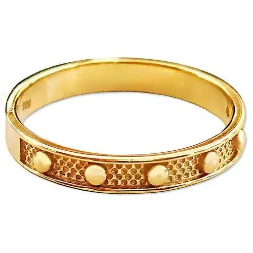 Złoty pierścionek 585 obrączkowy nowoczesny różaniec z cyrkonią Lovrin