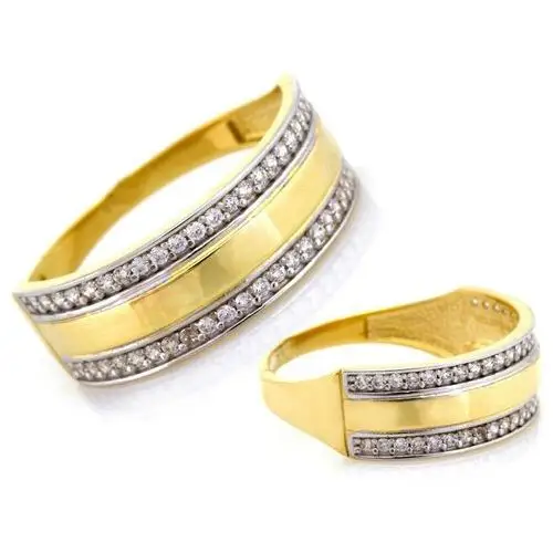 Lovrin Złoty pierścionek 585 obrączkowy z cyrkoniami 1,55g