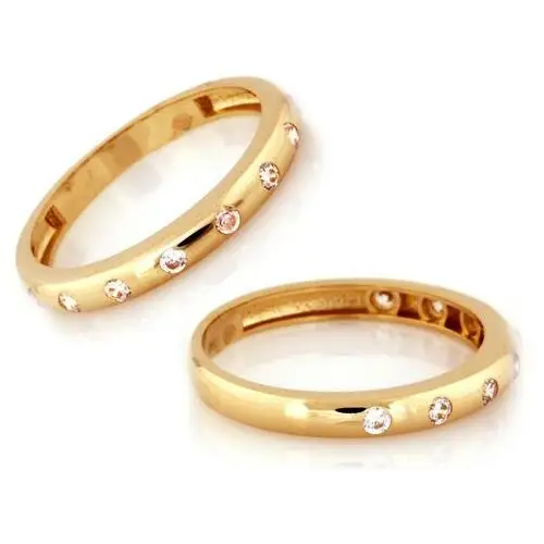 Złoty pierścionek 585 obrączkowy z cyrkoniami 1,63g Lovrin