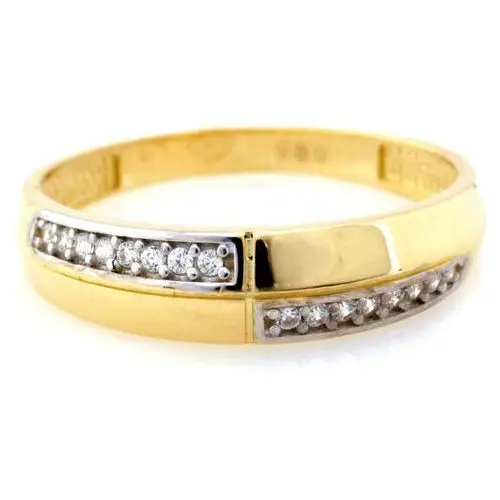 Lovrin Złoty pierścionek 585 obrączkowy z cyrkoniami 1,65g 2