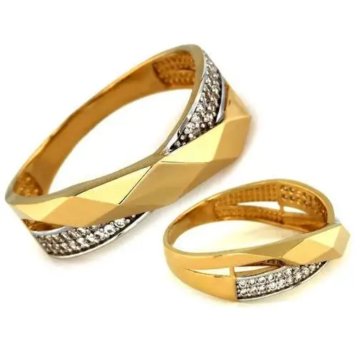 Złoty pierścionek 585 OBRĄCZKOWY Z CYRKONIAMI 2,87g, PI6383