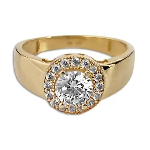 Złoty pierścionek 585 oczko z białą cyrkonią, TU00295 s