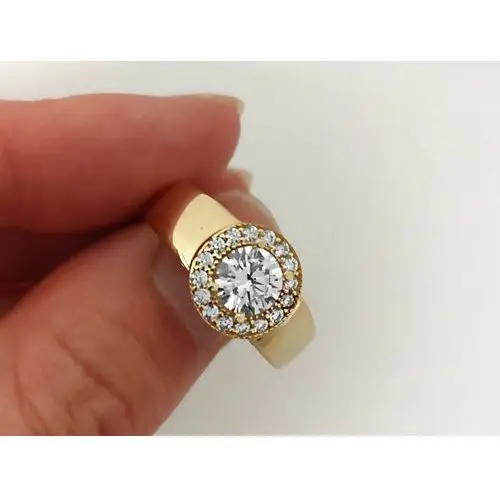 Złoty pierścionek 585 oczko z białą cyrkonią, TU00295 s 4