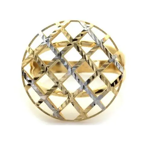 Złoty pierścionek 585 okrągły ażurowe koło 3,53 g, kolor żółty