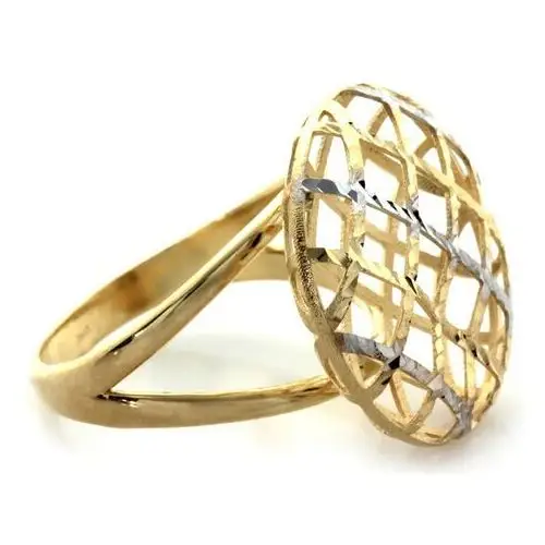 Złoty pierścionek 585 okrągły ażurowe koło 3,53 g, kolor żółty 2