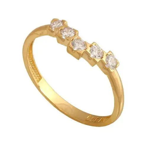 Lovrin Złoty pierścionek 585 pięć białych cyrkonii 1,35 g