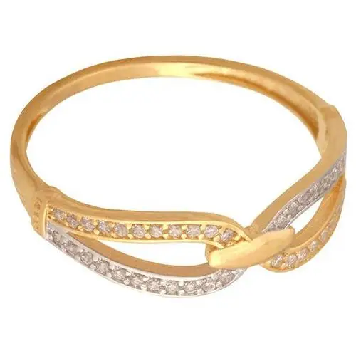 Lovrin Złoty pierścionek 585 połączone oczka białe złoto 15r