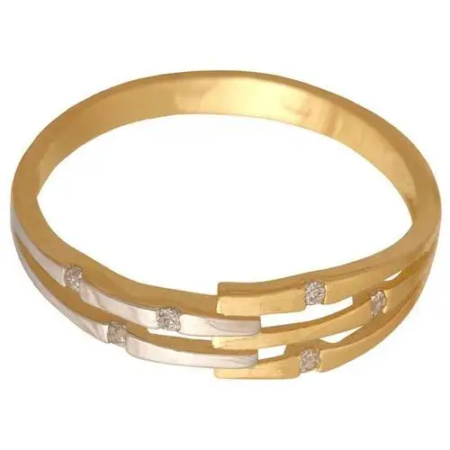 Lovrin Złoty pierścionek 585 połączone oczka białe złoto 16r