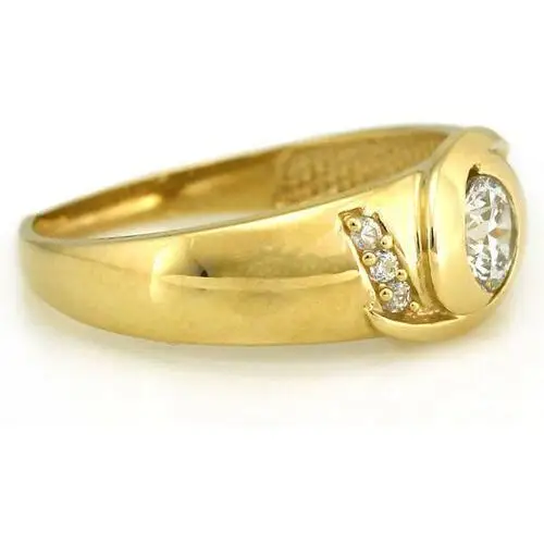 Złoty pierścionek 585 ponadczasowy z cyrkoniami, kolor żółty 3
