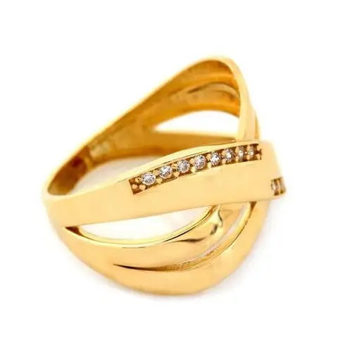 Złoty pierścionek 585 przeplatany z cyrkoniami 2,95g Lovrin 2