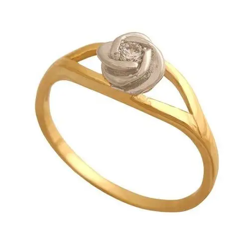 Złoty pierścionek 585 róża białe złoto r 13