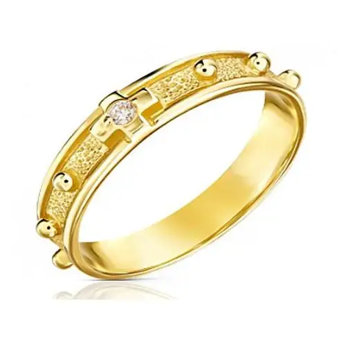 Złoty pierścionek 585 różaniec rozmiar 16, 20, kolor różowy